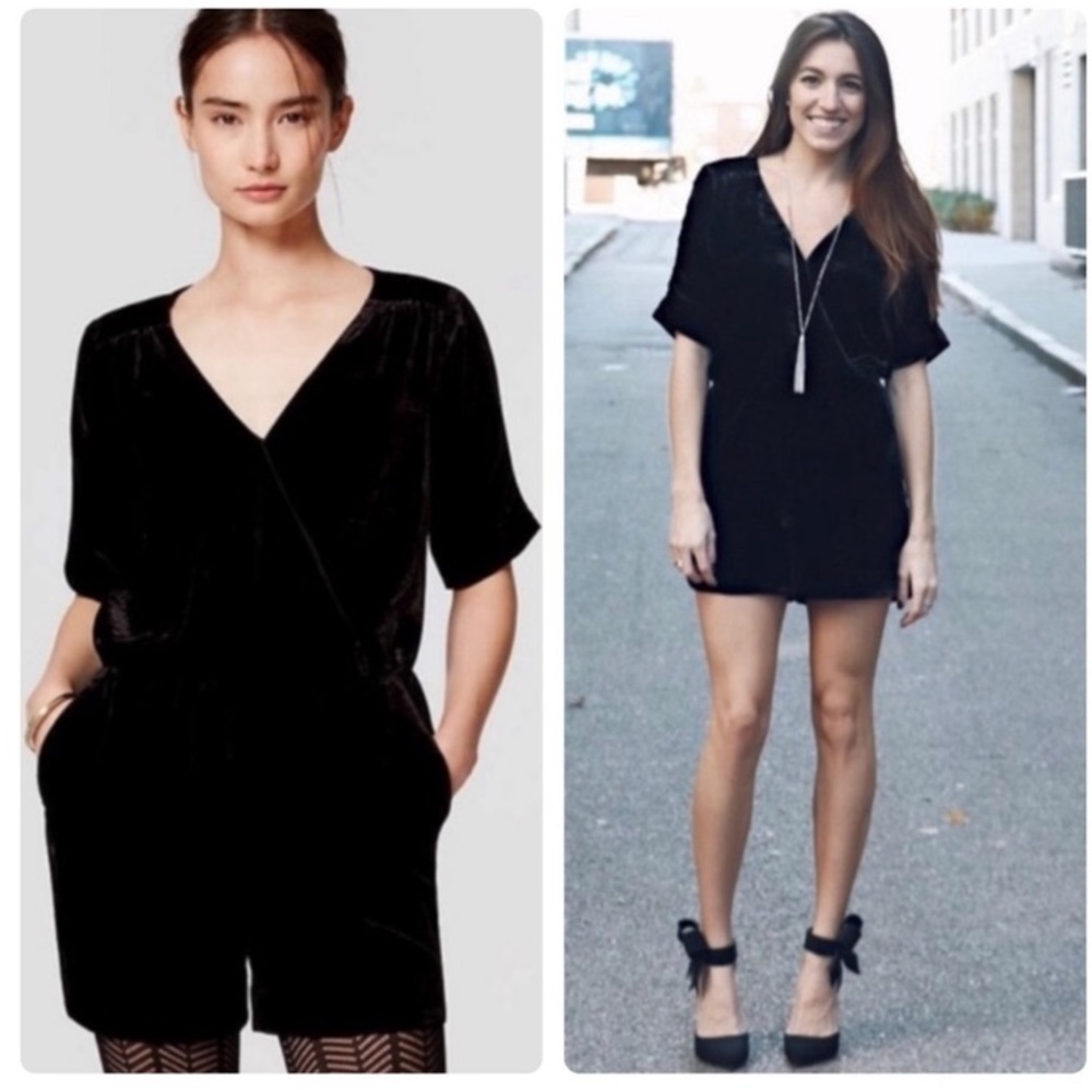 FINAL PRICE Loft Black Velvet Romper 6 NWOT